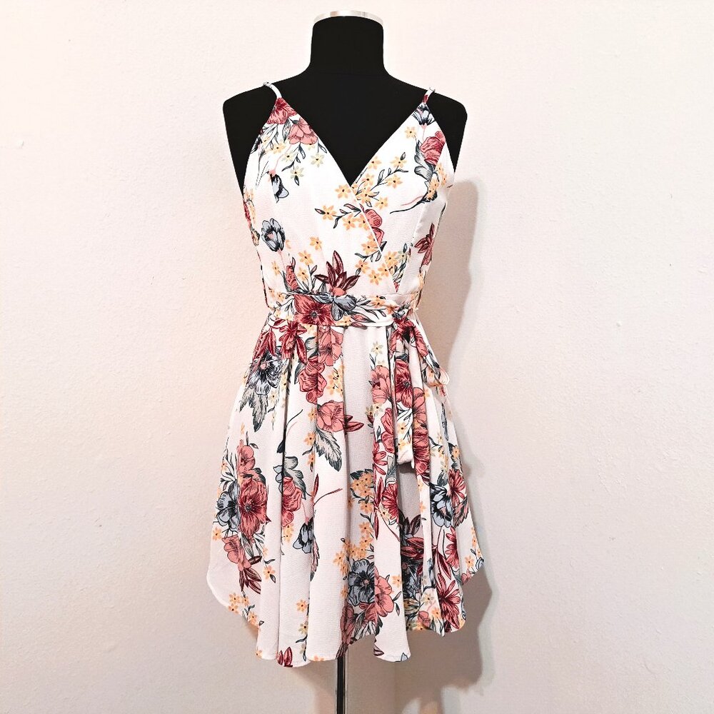 Love J Juniors Floral Dress Multicolor Sleeveless Size L